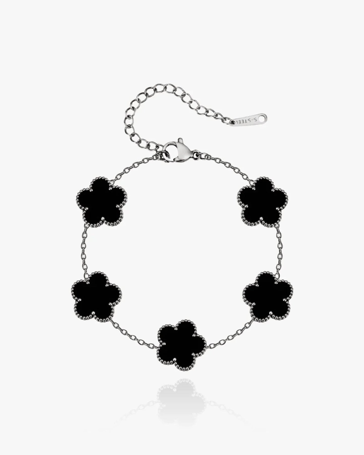 Flower Clover Bracelet Black