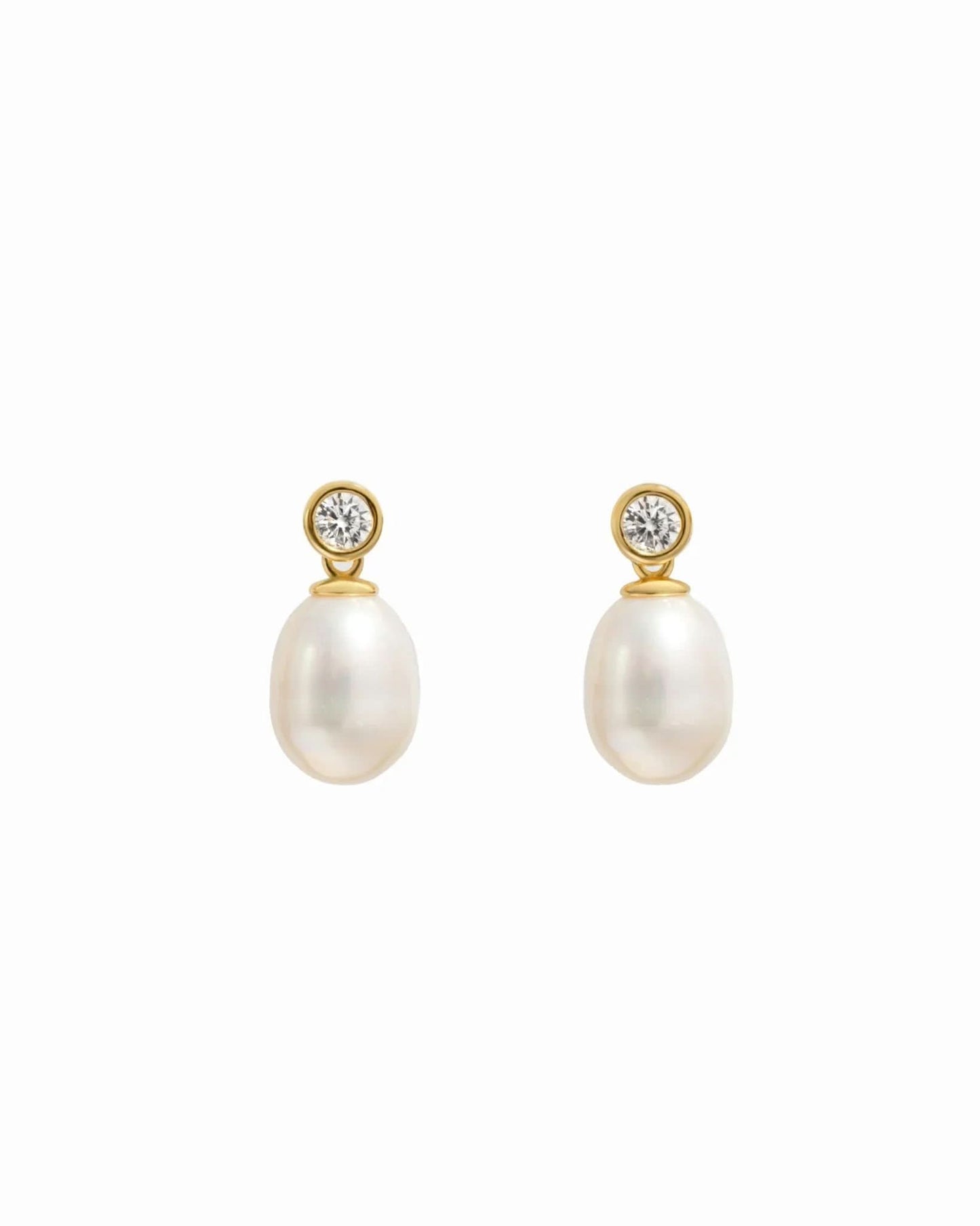 Bezel & Pearl Drop Earrings