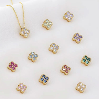 Clover Birthstone Necklace Sterling Silver