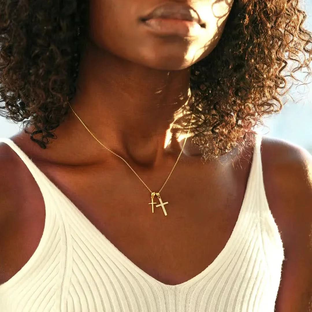 Dainty Double Cross Necklace