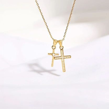 Dainty Double Cross Necklace