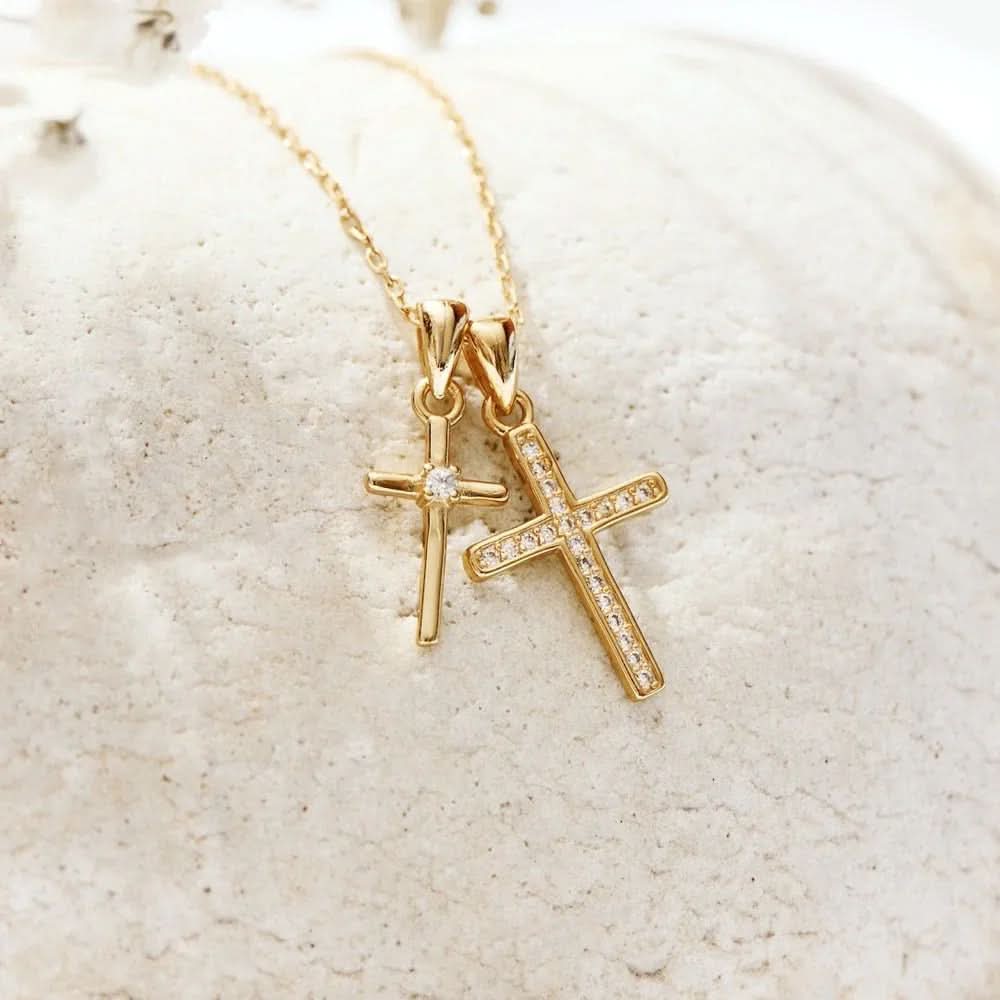 Dainty Double Cross Necklace