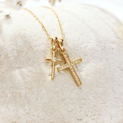 Dainty Double Cross Necklace