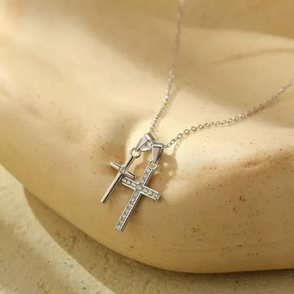 Dainty Double Cross Necklace