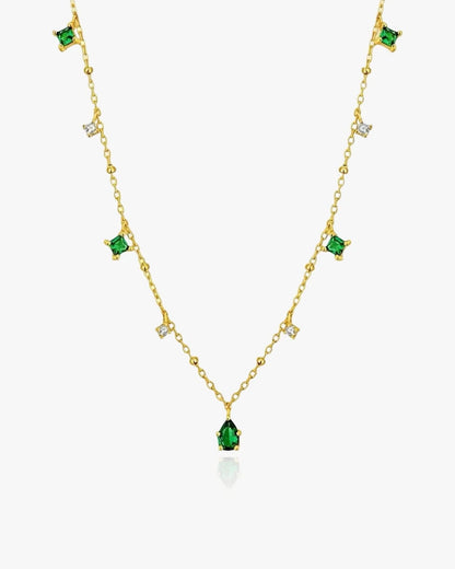 Dainty Emerald Necklace Sterling Silver