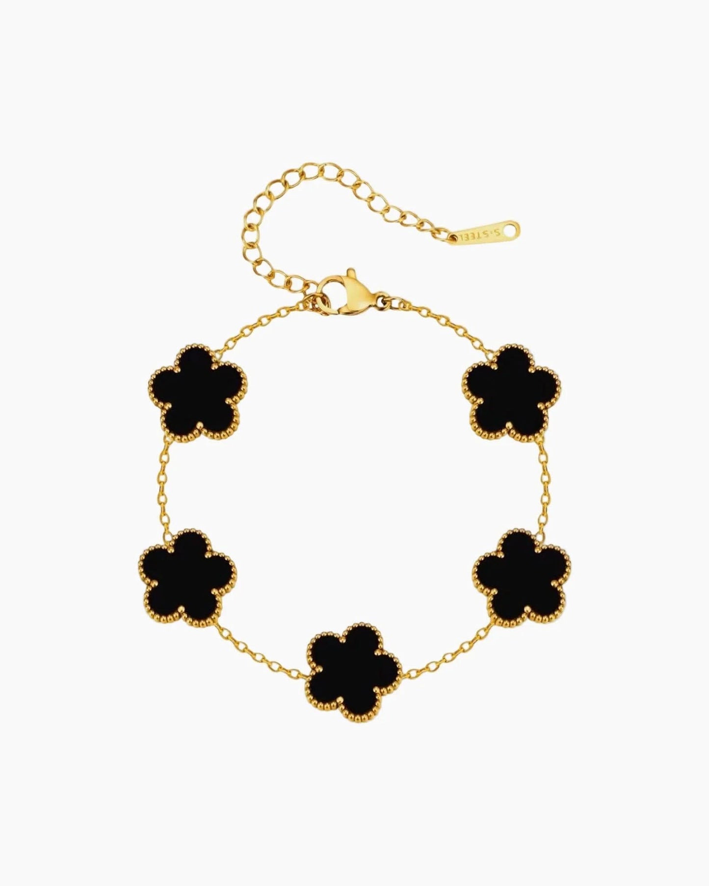 Flower Clover Bracelet Black