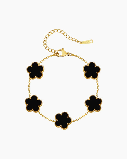 Flower Clover Bracelet Black