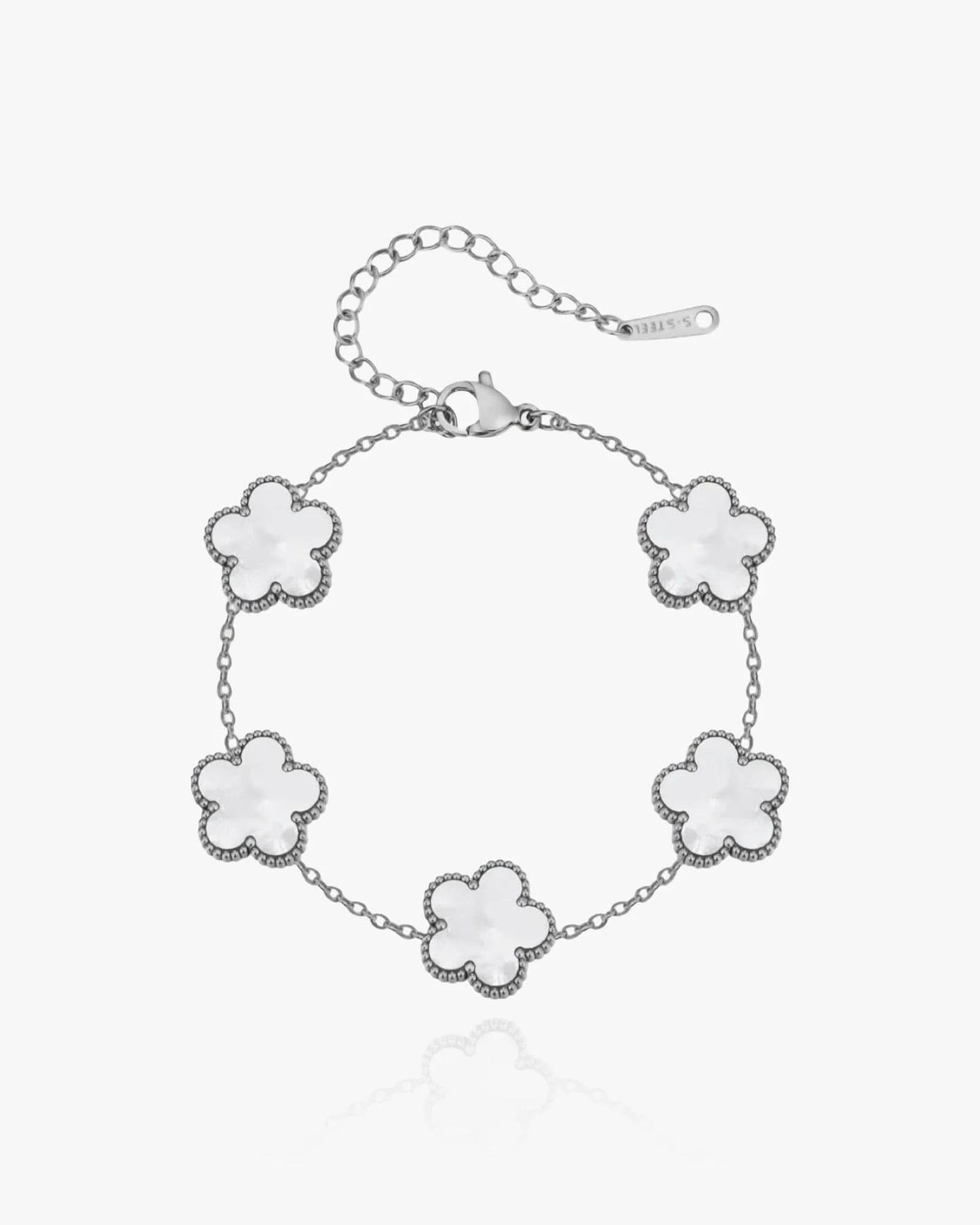 Flower Clover Bracelet White