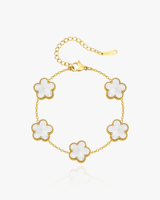 Flower Clover Bracelet White