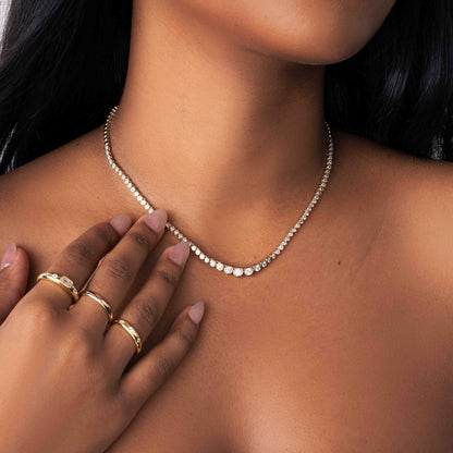 Gradient Bezel Tennis Necklace