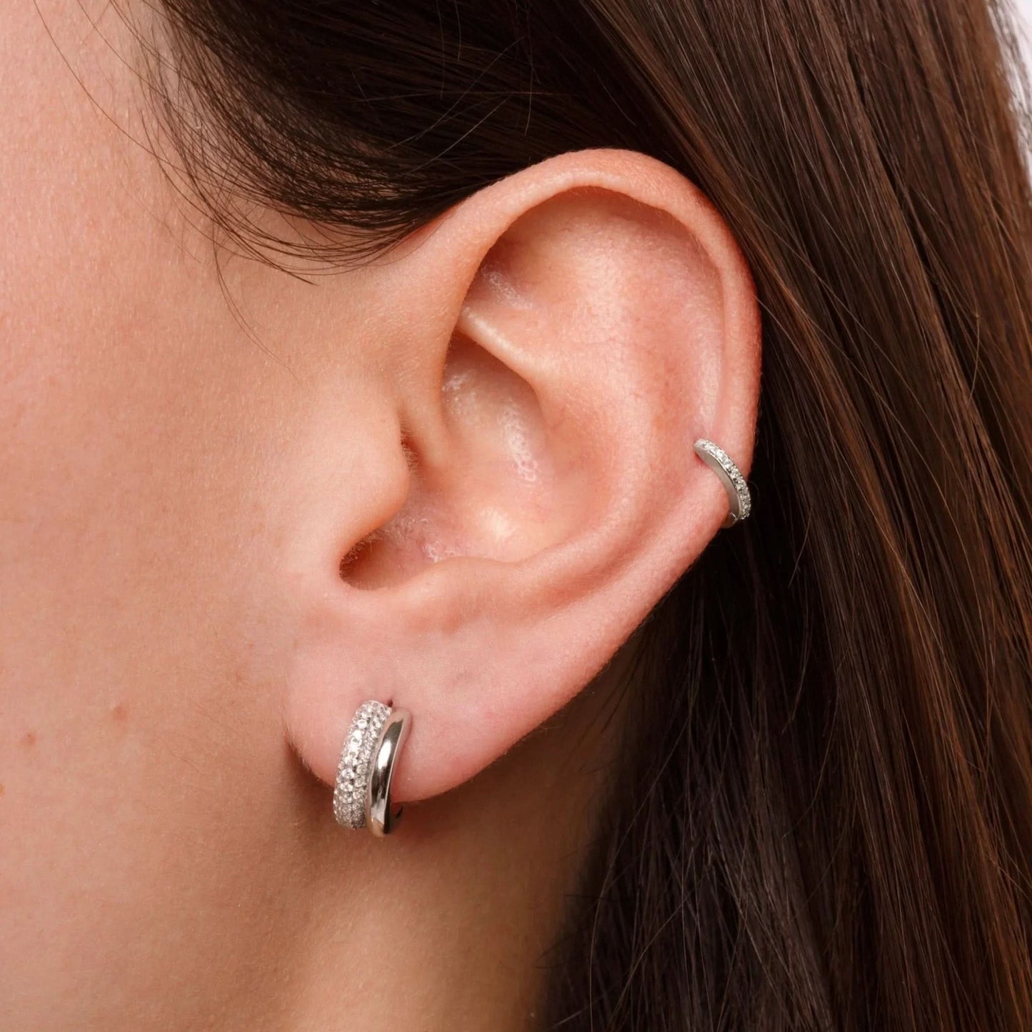 Pavé Double Hoop Earrings