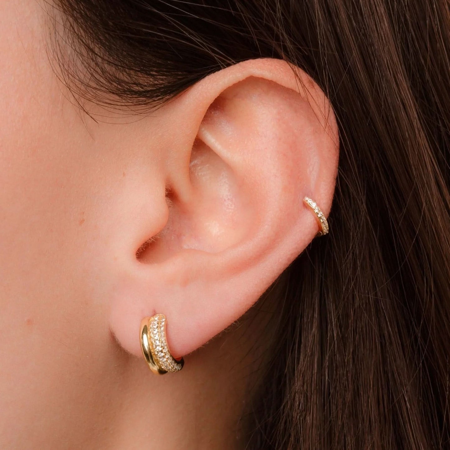 Pavé Double Hoop Earrings