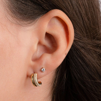 Pavé Double Hoop Earrings