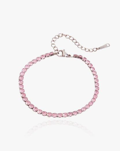 Pink Tennis Bracelet Silver