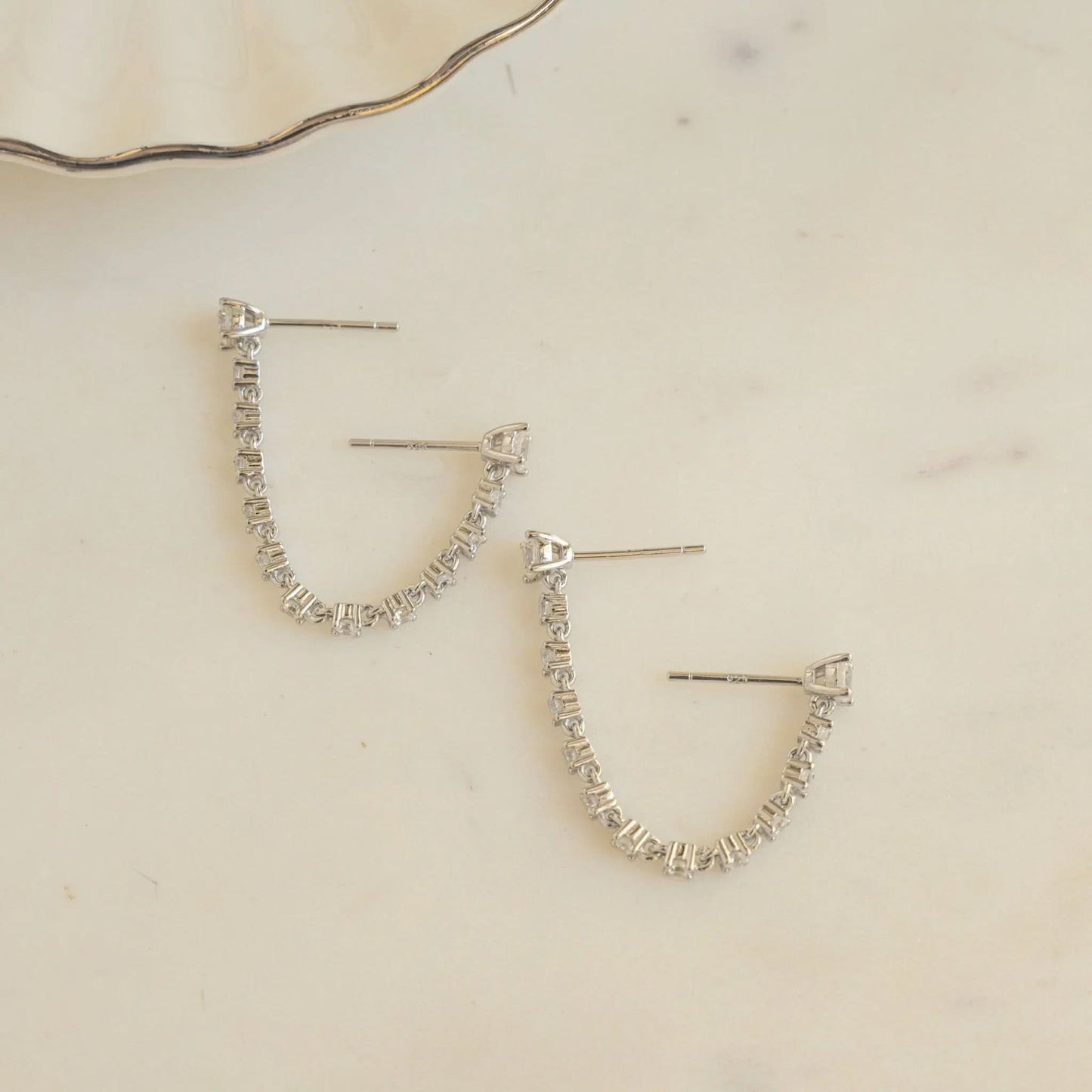 Two-Piercing Tennis Chain Link Studs